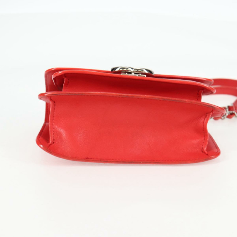 【日本直送】香奈兒 (CHANEL) 絎縫鏈條肩背包，紅色銀色雙C標誌皮革款，貨號 138980M-4