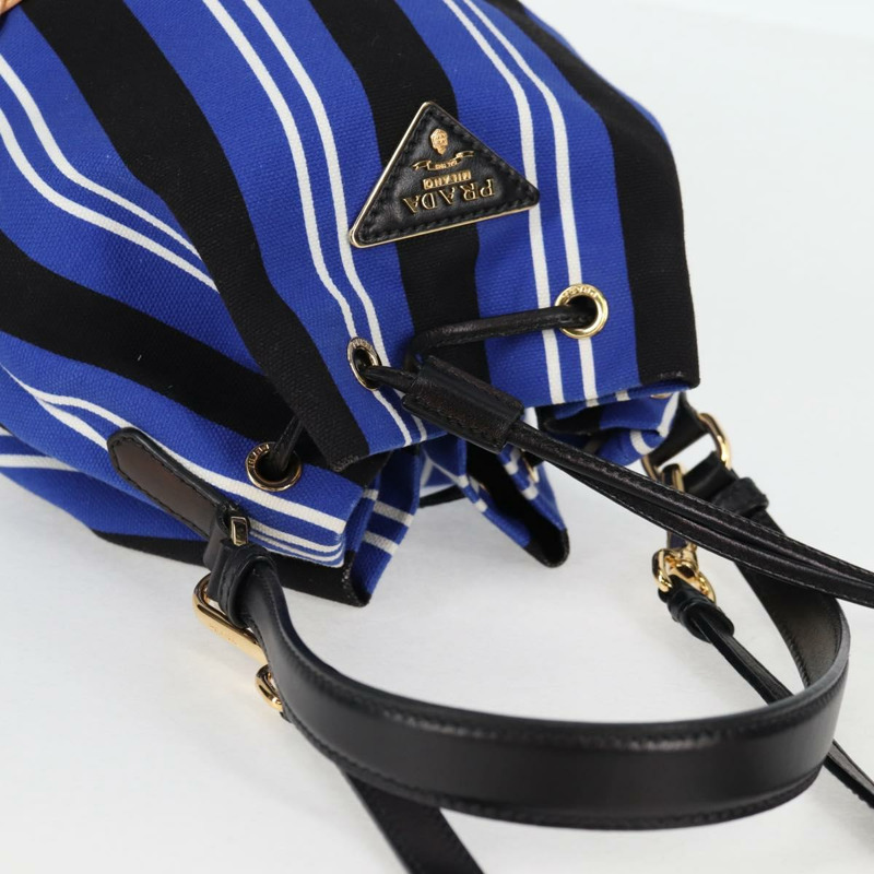 【日本直送】PRADA 藤編手提包 帆布 兩用 藍金配色 1BH115 正品 138994SM-5