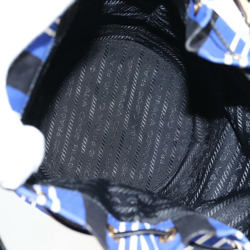 【日本直送】PRADA 藤編手提包 帆布 兩用 藍金配色 1BH115 正品 138994SM-8
