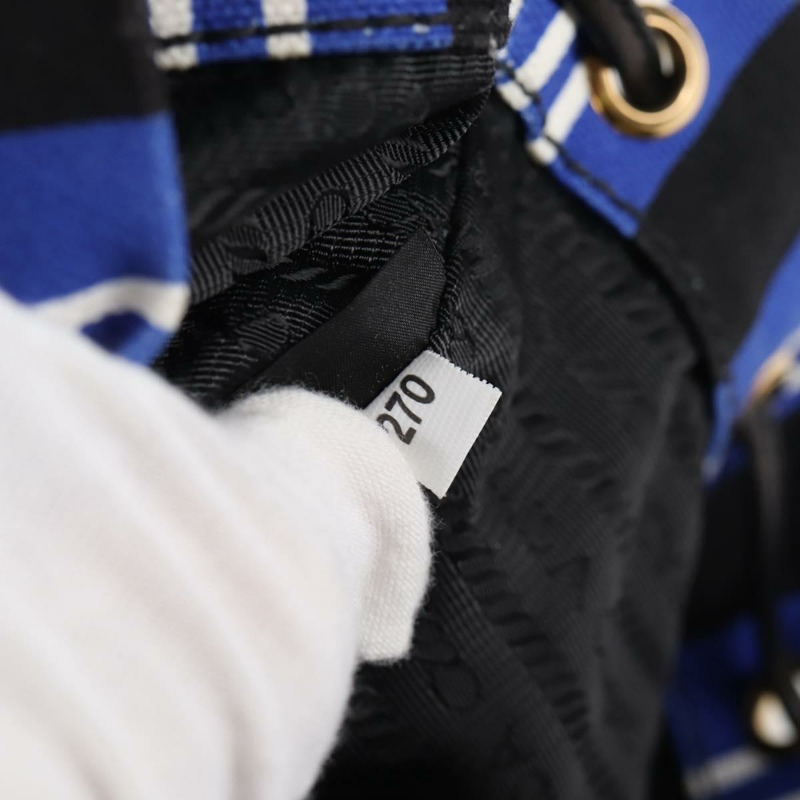 【日本直送】PRADA 藤編手提包 帆布 兩用 藍金配色 1BH115 正品 138994SM-9