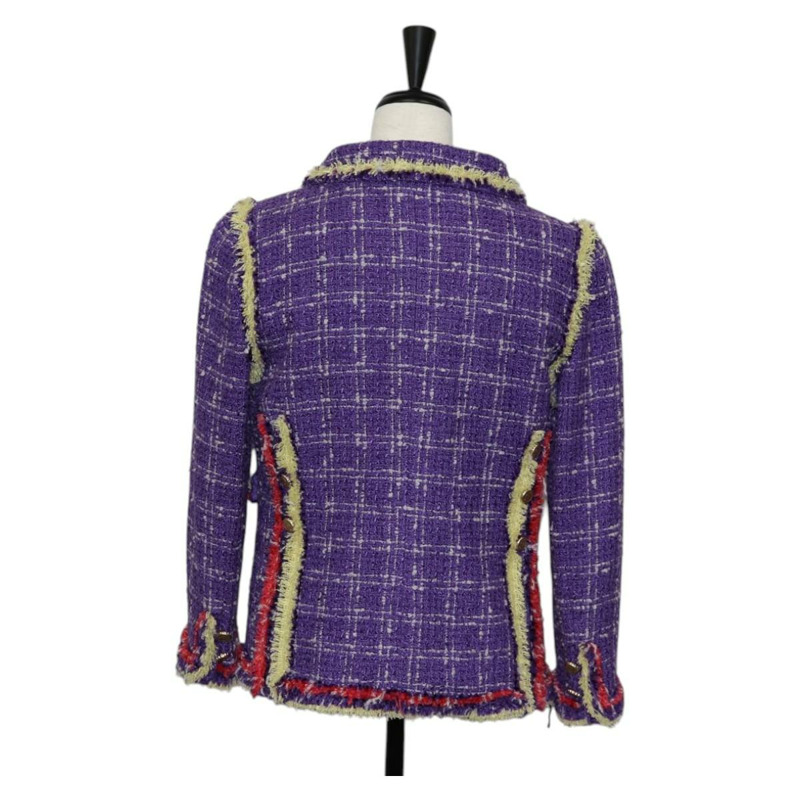 【日本直送】香奈兒外套，36碼，斜紋軟呢外套，紫色，CC標誌，正品編號135090SM-1