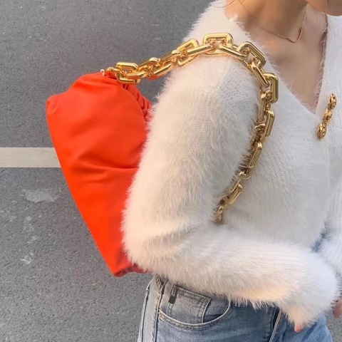 BV橘色粗金鏈雲朵包