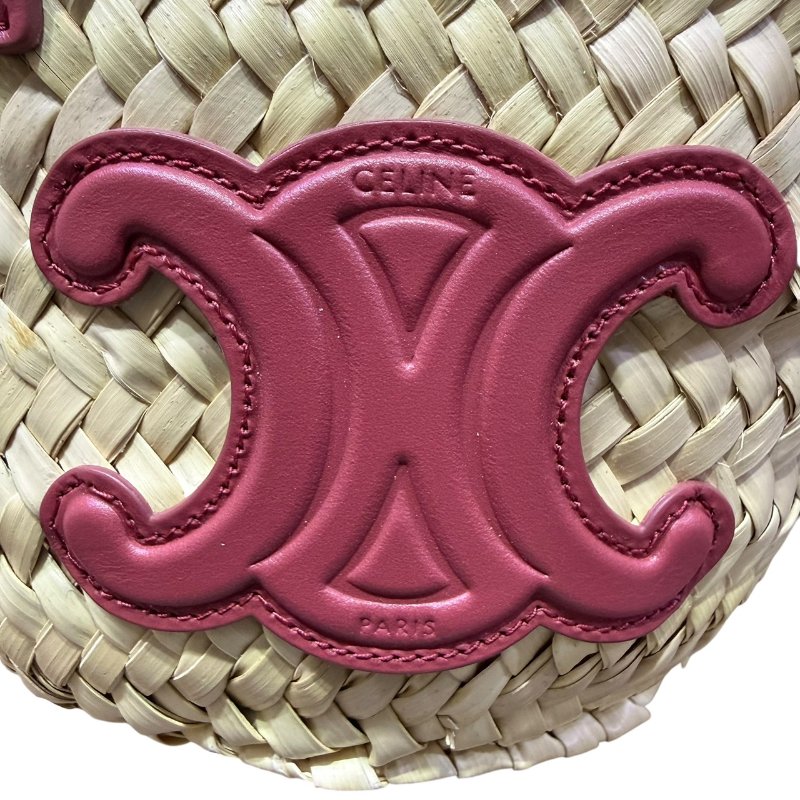 【美收精品】CELINE粉茶色竹編籃 5-114-7