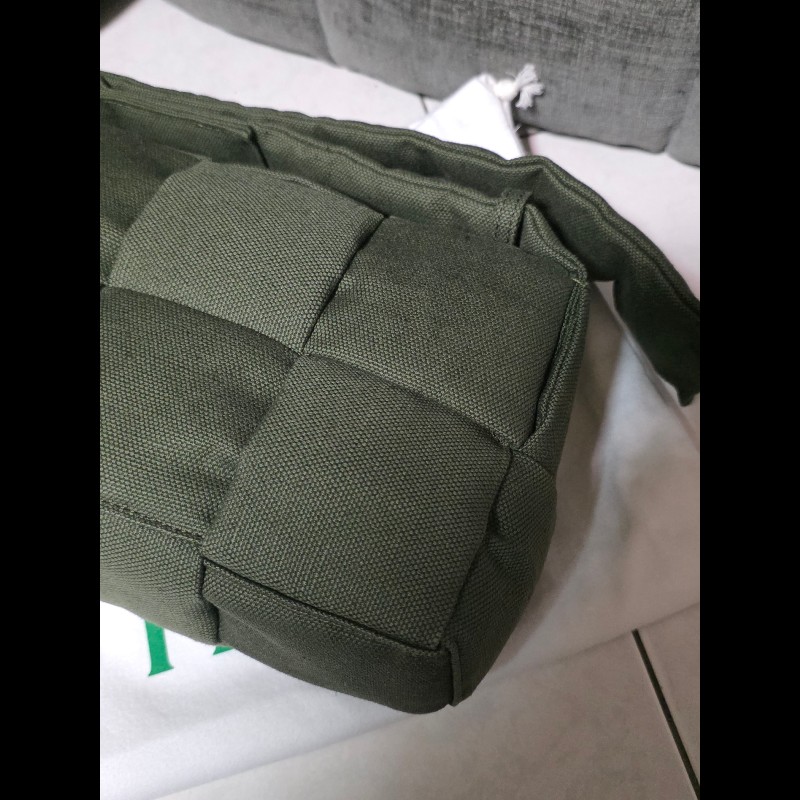 [全新]Bottega Veneta BV 帆布 cassette 墨綠色-3