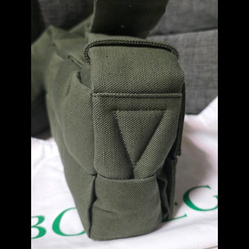 [全新]Bottega Veneta BV 帆布 cassette 墨綠色-4