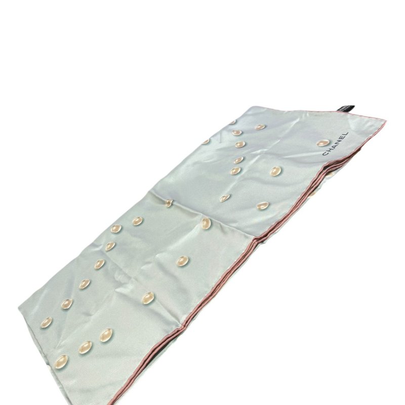 【美收精品】CHANEL淺藍色珍珠絲巾 5-122-1
