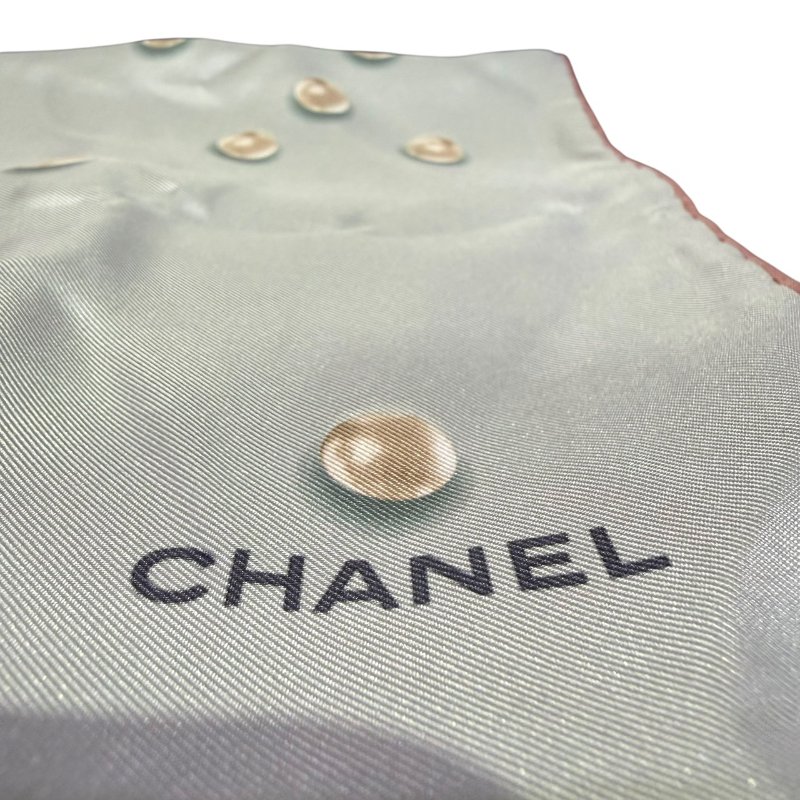 【美收精品】CHANEL淺藍色珍珠絲巾 5-122-2