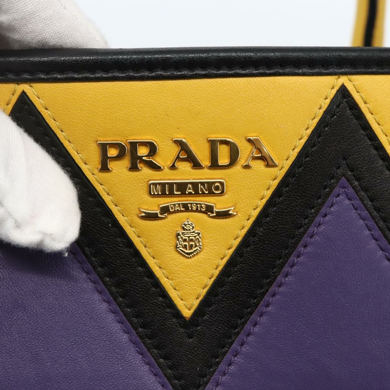【日本直送】PRADA 尼龍皮革黑色金色手提包 正品 128923V-17