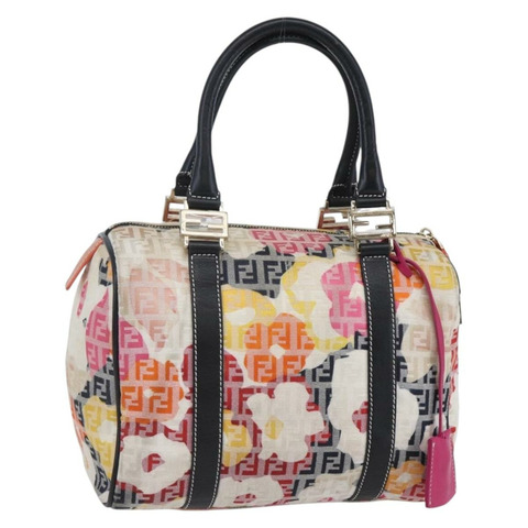 FENDI Zucchino帆布波士頓包 米色 金色 正品 128920SAV