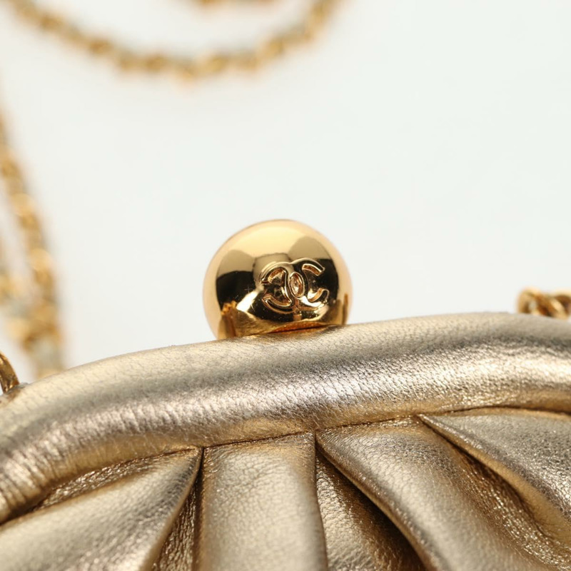 【日本直送】香奈兒 (CHANEL) 鏈條肩背包 皮革 金色 CC 標誌 正品 139977SAV-17