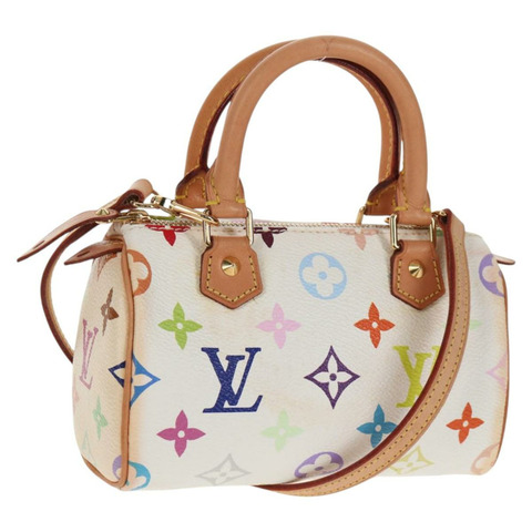 路易威登 Monogram Multicolor 迷你 Speedy 手提包 白色 M92645 正品 128931V