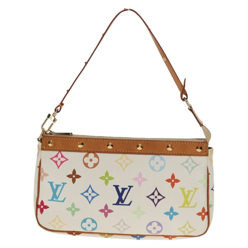 【日本直送】路易威登 (LOUIS VUITTON) 多彩 Pochette Accessoires 手拿包 白色 M92649 LV Auth 146161V-12