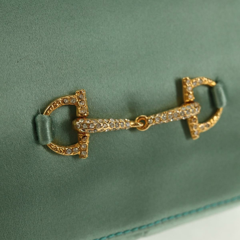 【日本直送】GUCCI 馬銜扣雙肩包 緞面 綠松石藍 金色 005 781 0316 Auth am9199V-20
