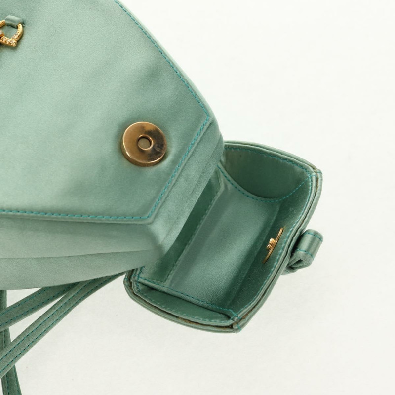 【日本直送】GUCCI 馬銜扣雙肩包 緞面 綠松石藍 金色 005 781 0316 Auth am9199V-21