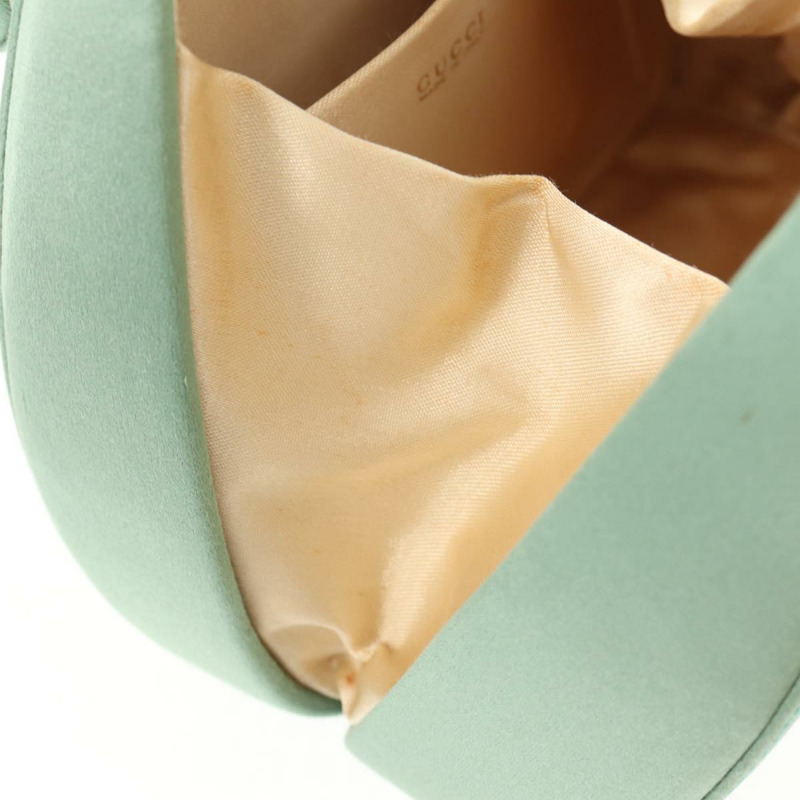 【日本直送】GUCCI 馬銜扣雙肩包 緞面 綠松石藍 金色 005 781 0316 Auth am9199V-27