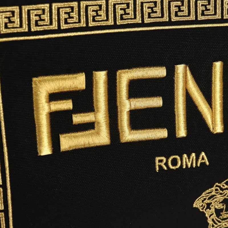 【日本直送】FENDI VERSACE 聯名款帆布托特包，黑色金色，兩用款，正品 BA6912M-21