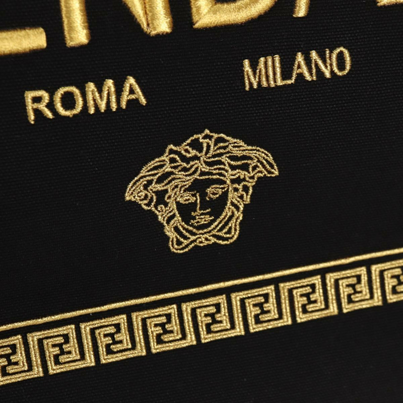 【日本直送】FENDI VERSACE 聯名款帆布托特包，黑色金色，兩用款，正品 BA6912M-23