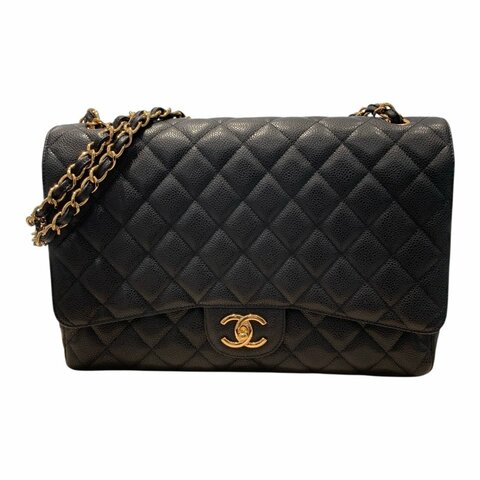 CHANEL 香奈兒 經典翻蓋包 荔枝紋牛皮 黑色