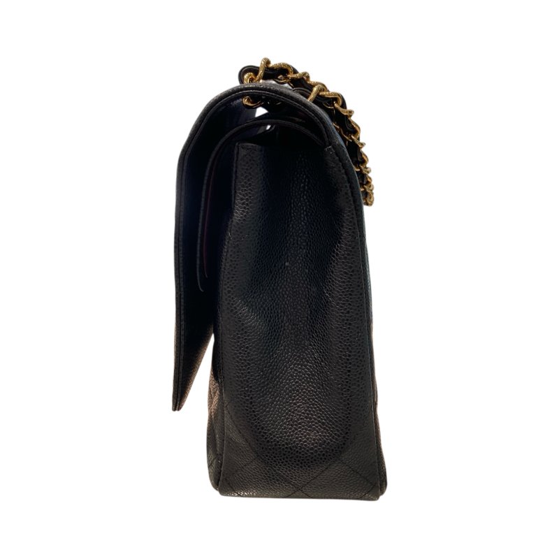 CHANEL 香奈兒 經典翻蓋包 荔枝紋牛皮 黑色-4