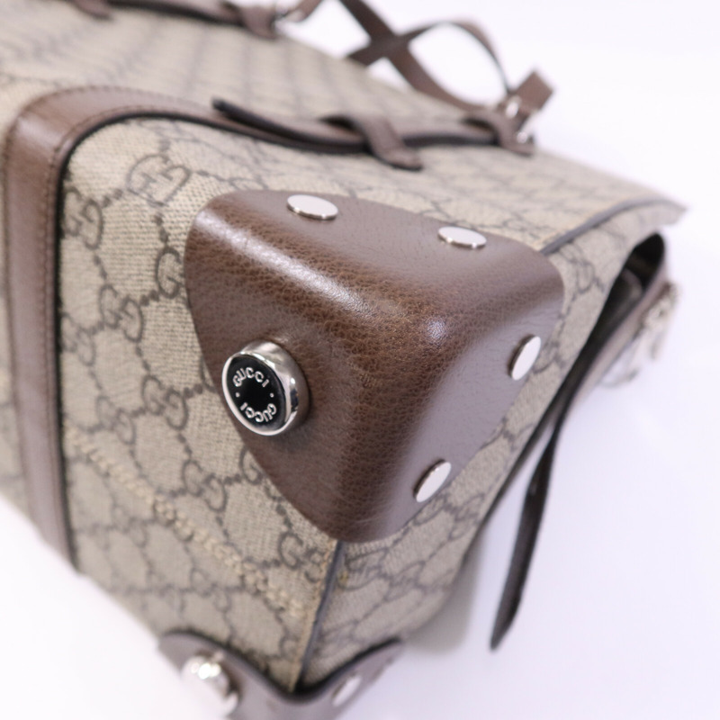 GUCCI 塗層帆布Hand Bag銀扣手挽袋-9