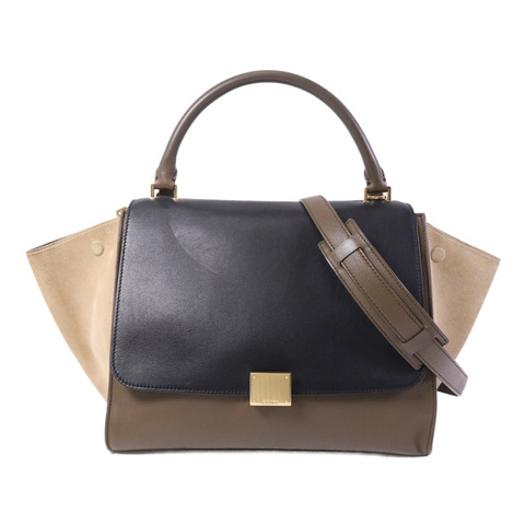 CELINE 牛皮/麂皮皮革Trapeze金扣手挽肩背兩用袋