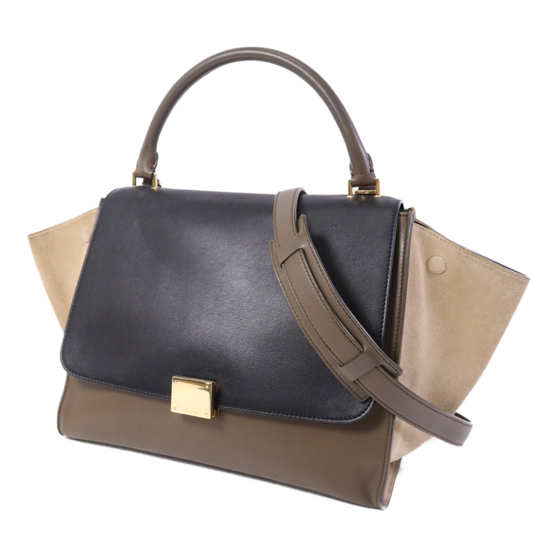 CELINE 牛皮/麂皮皮革Trapeze金扣手挽肩背兩用袋-2