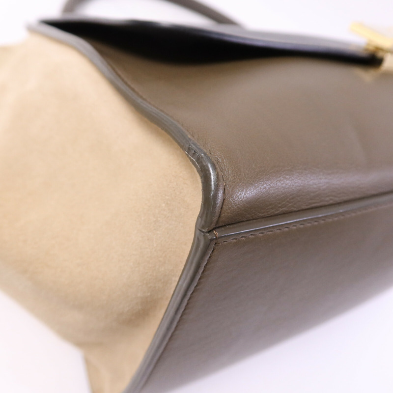 CELINE 牛皮/麂皮皮革Trapeze金扣手挽肩背兩用袋-11