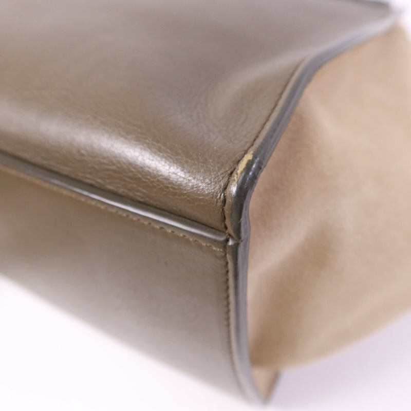 CELINE 牛皮/麂皮皮革Trapeze金扣手挽肩背兩用袋-12