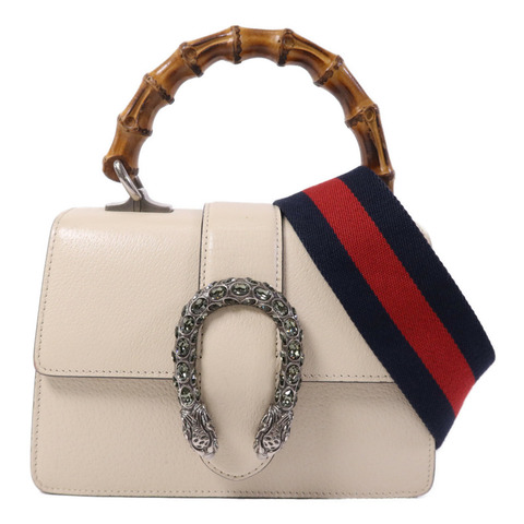 GUCCI 牛皮皮革Dionysus Bamboo銀扣手挽肩背兩用袋