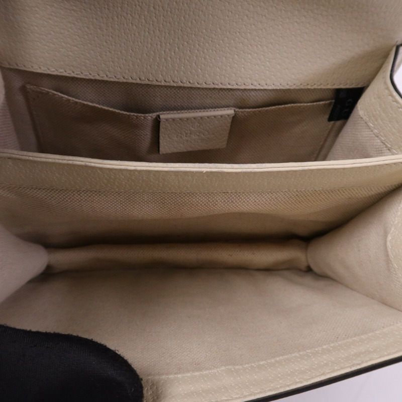 GUCCI 牛皮皮革Dionysus Bamboo銀扣手挽肩背兩用袋-4