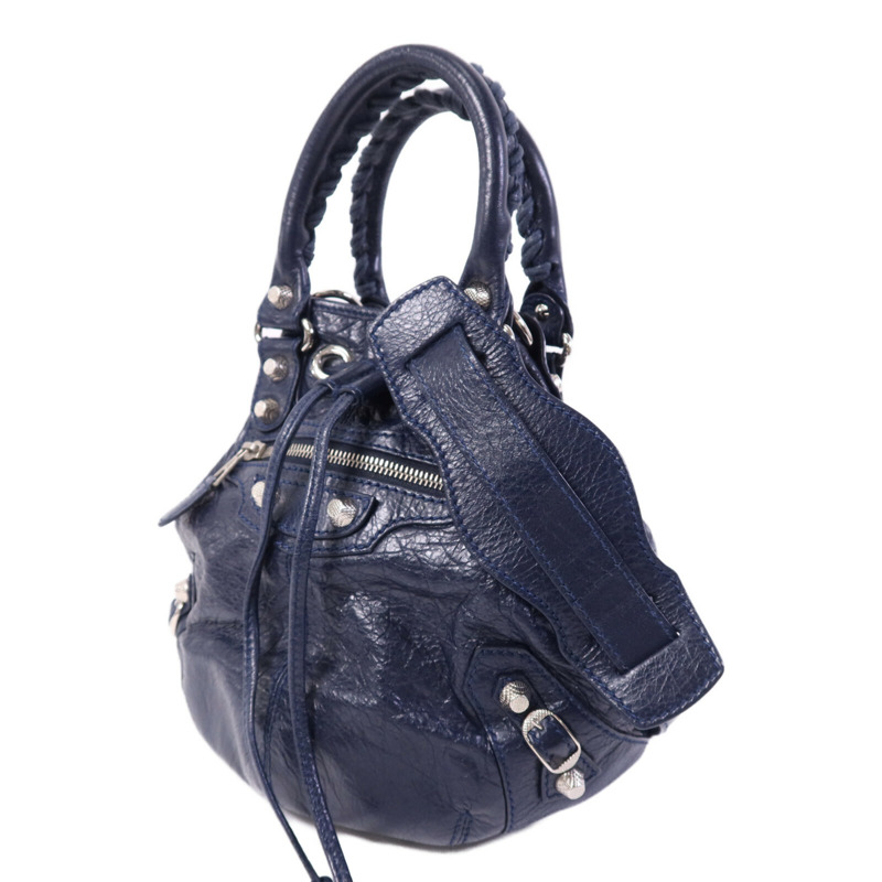 BALENCIAGA 牛皮皮革Giant Mini Pompon銀扣手挽肩背兩用袋-2