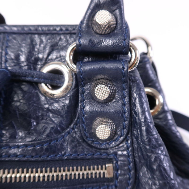 BALENCIAGA 牛皮皮革Giant Mini Pompon銀扣手挽肩背兩用袋-14