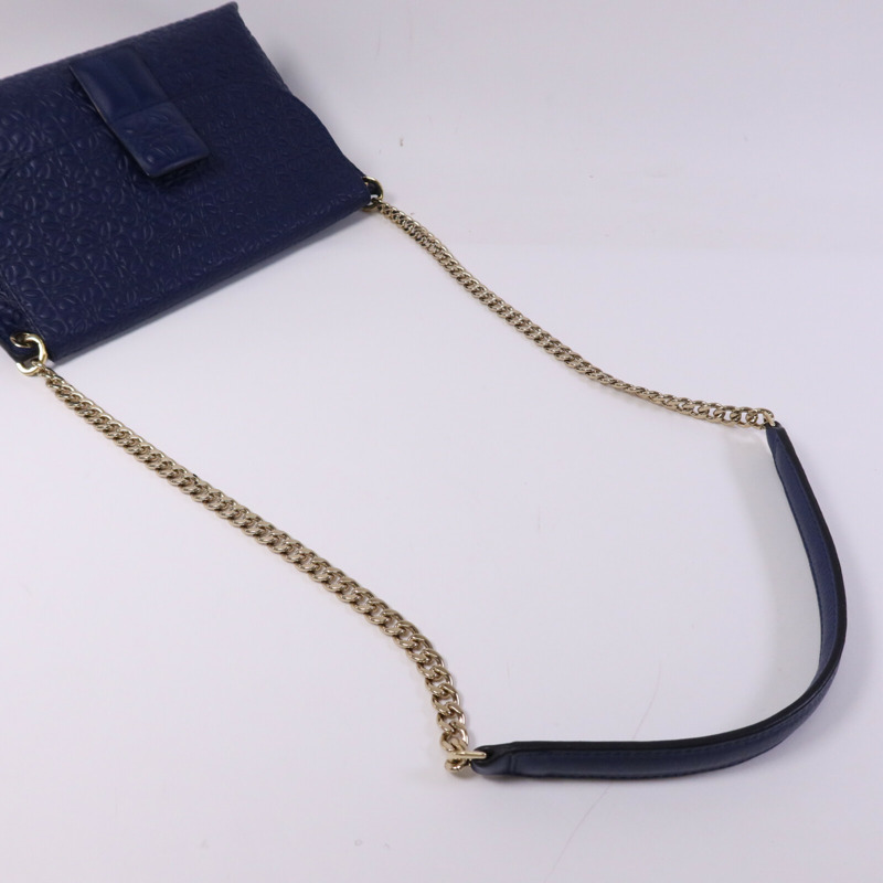 LOEWE 牛皮皮革Avenue Anagram金扣鏈帶肩背袋-7