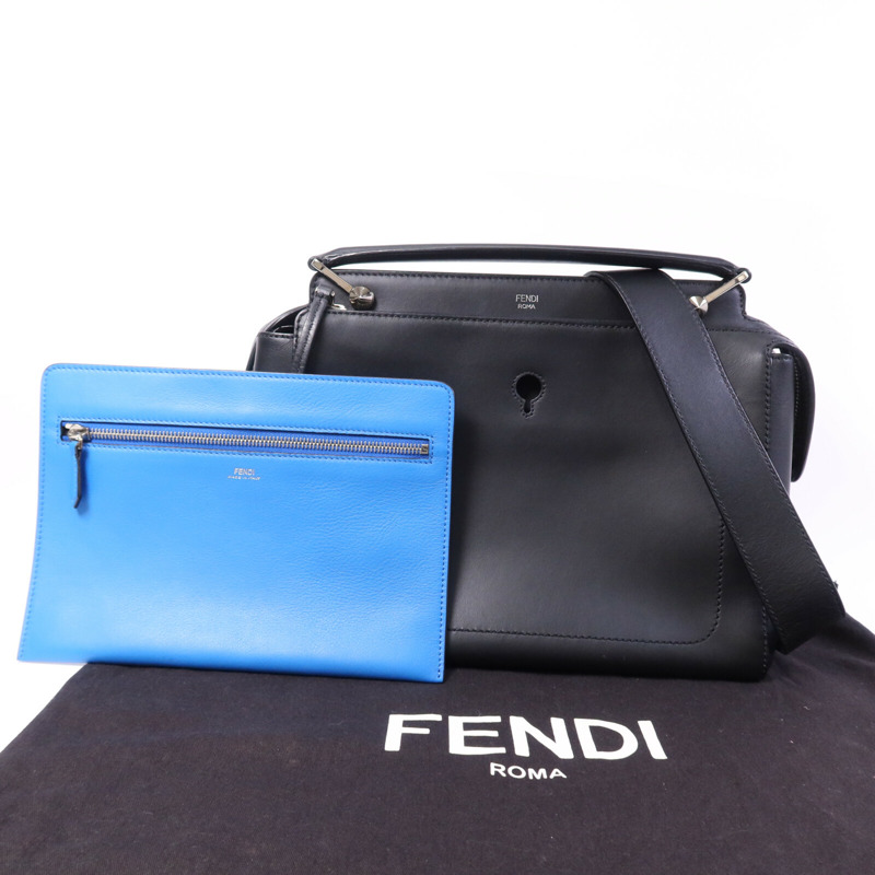 FENDI 牛皮皮革Dotcom銀扣手挽肩背兩用袋-8