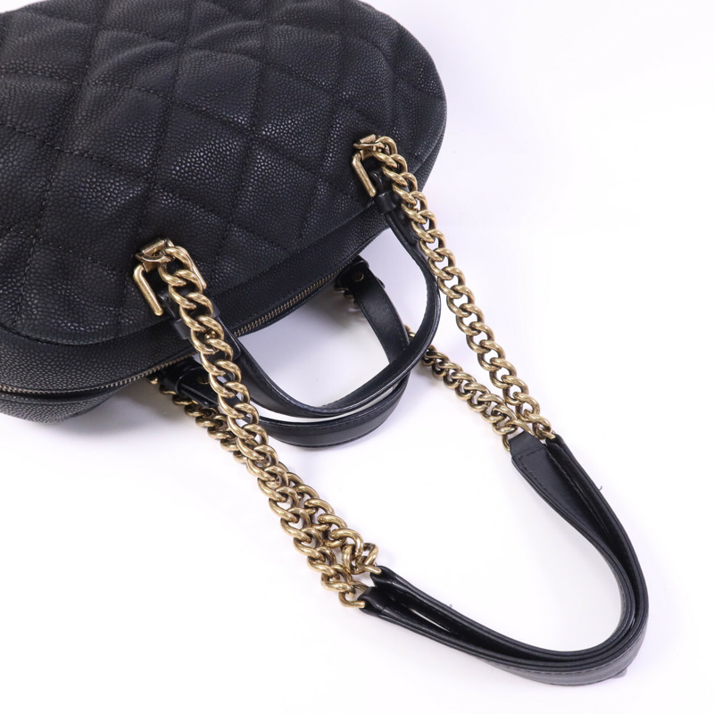 CHANEL 牛皮皮革2 Way Shoulder Bag金扣鏈帶手挽肩背兩用袋-9