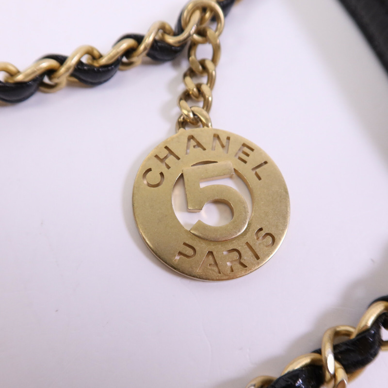 CHANEL 牛皮皮革Chain Shoulder Bag金扣鏈帶肩背袋-14