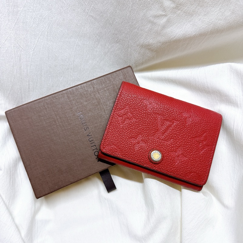 二手正品Louis Vuitton牛皮壓紋卡片零錢包 LV錢包 LV皮夾 LV卡包 LV零錢包 LV短夾-0