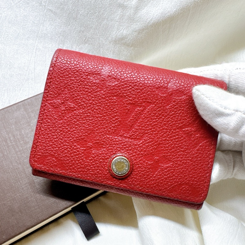 二手正品Louis Vuitton牛皮壓紋卡片零錢包 LV錢包 LV皮夾 LV卡包 LV零錢包 LV短夾-5