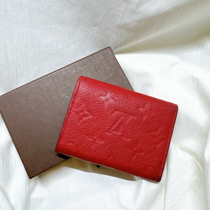 二手正品Louis Vuitton牛皮壓紋卡片零錢包 LV錢包 LV皮夾 LV卡包 LV零錢包 LV短夾-6