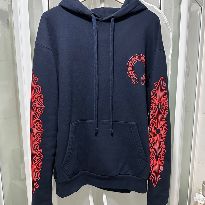 克羅心 chrome hearts 馬蹄 深藍 紅字 花臂 帽t-0