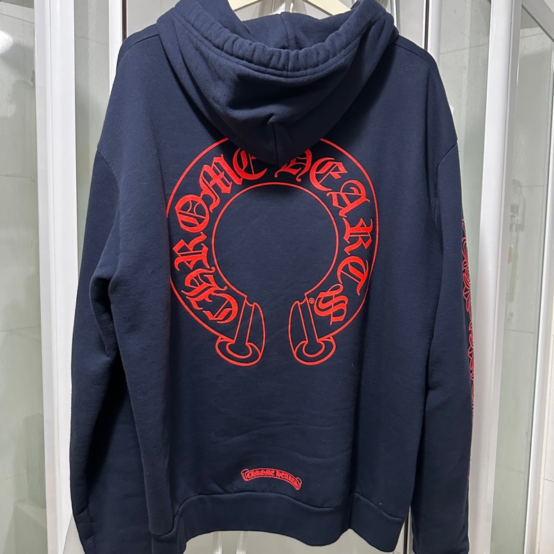 克羅心 chrome hearts 馬蹄 深藍 紅字 花臂 帽t-1