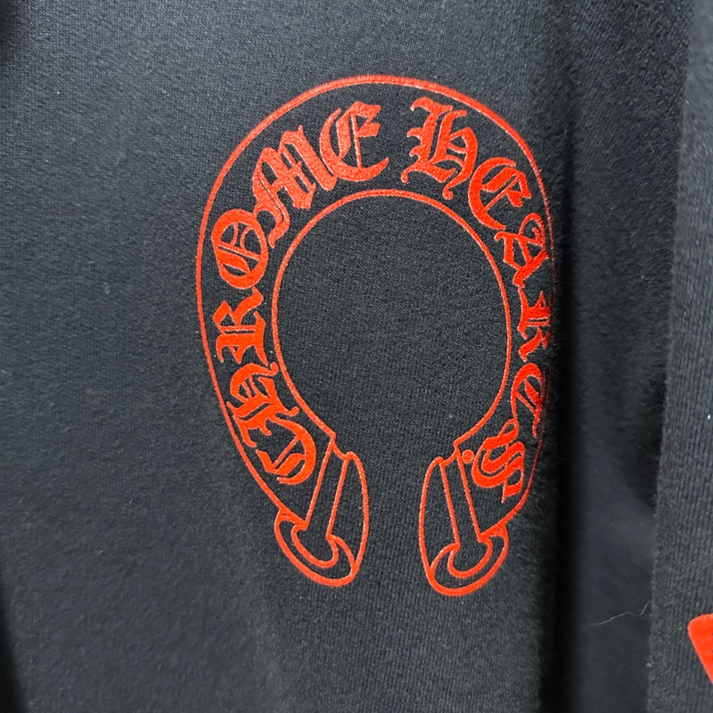 克羅心 chrome hearts 馬蹄 深藍 紅字 花臂 帽t-2