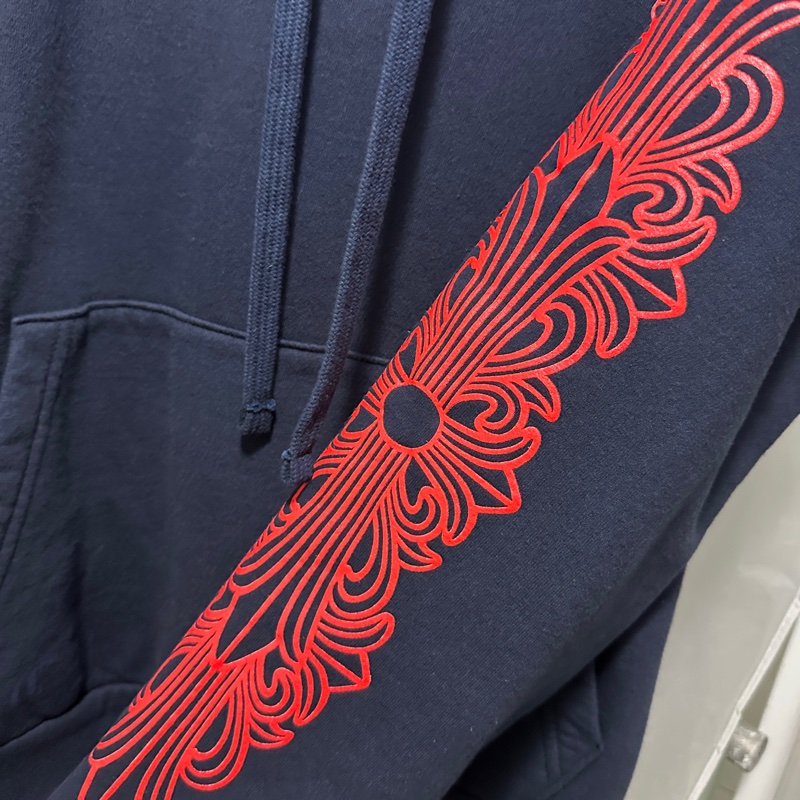 克羅心 chrome hearts 馬蹄 深藍 紅字 花臂 帽t-3