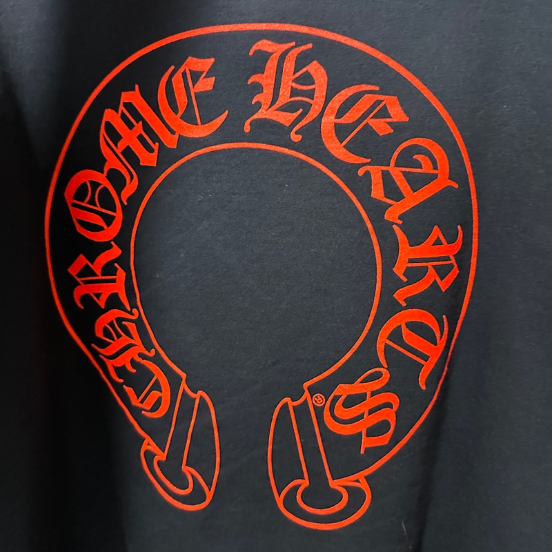 克羅心 chrome hearts 馬蹄 深藍 紅字 花臂 帽t-6