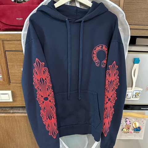 克羅心 chrome hearts 馬蹄 深藍 紅字 花臂 帽t