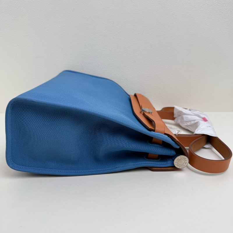 Hermes 爱马仕herbag 31 藍色布拼棕色蓋 T刻 2015年-3