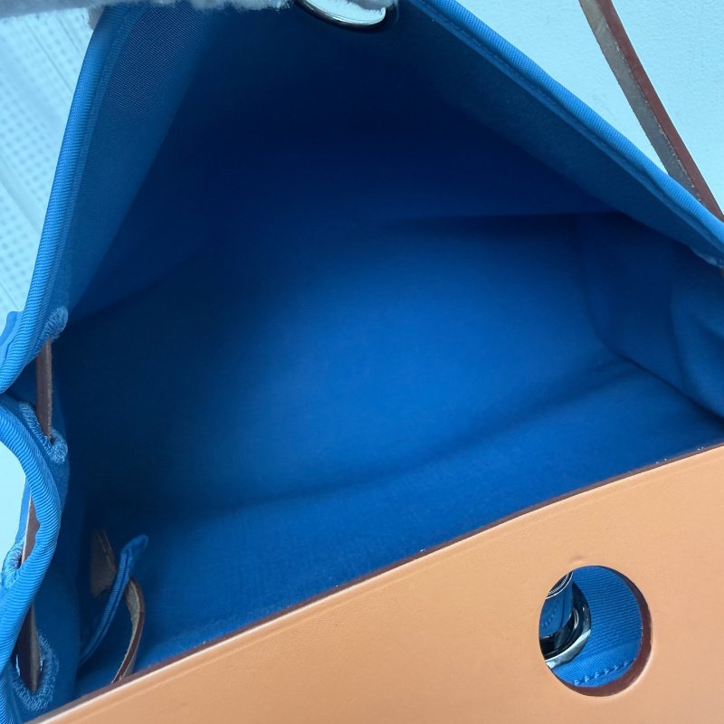 Hermes 爱马仕herbag 31 藍色布拼棕色蓋 T刻 2015年-6