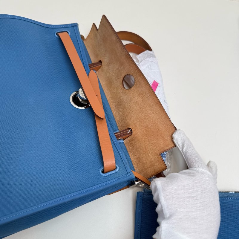 Hermes 爱马仕herbag 31 藍色布拼棕色蓋 T刻 2015年-7