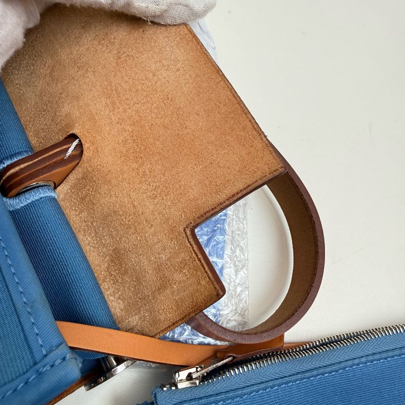 Hermes 爱马仕herbag 31 藍色布拼棕色蓋 T刻 2015年-9