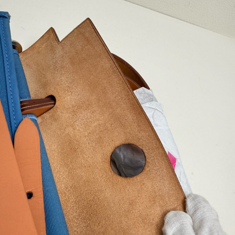 Hermes 爱马仕herbag 31 藍色布拼棕色蓋 T刻 2015年-10